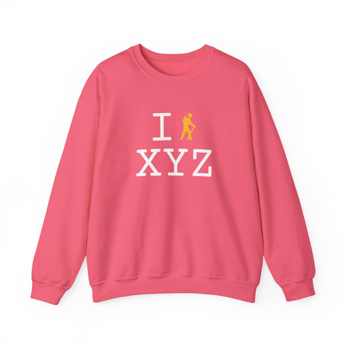 I Hike sweatshirt, yellow hiker