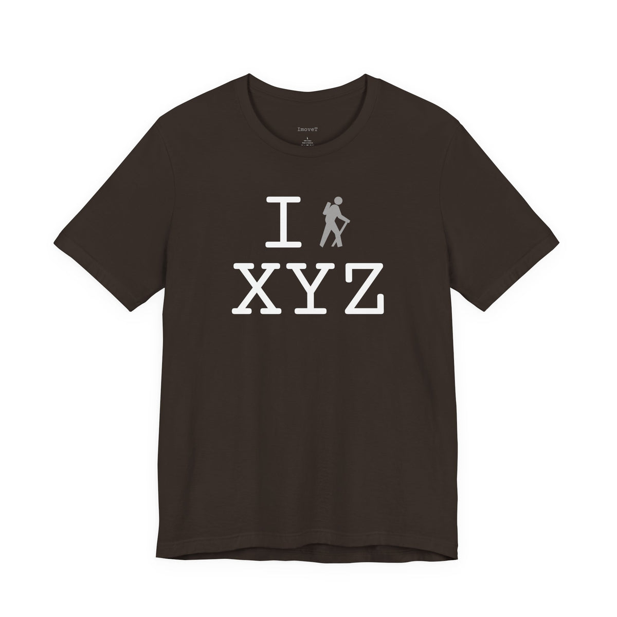 I Hike unisex T, grey hiker
