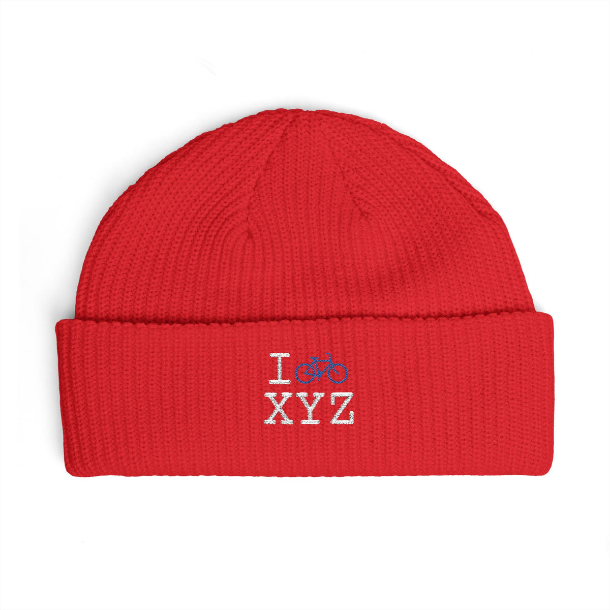 I Bike beanie, blue bike