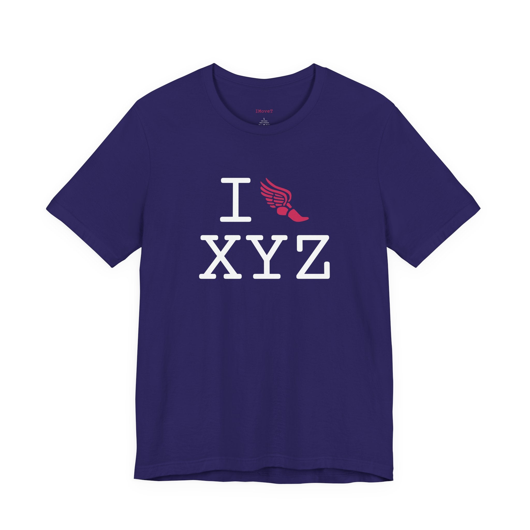 I Run ___ unisex T, hot pink logo