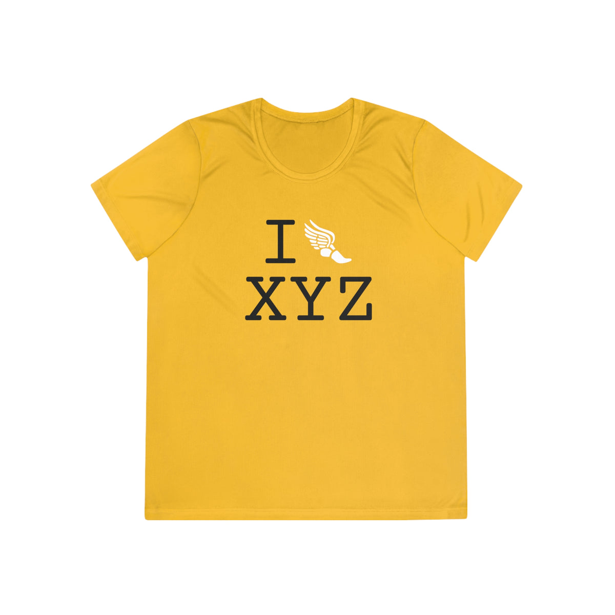 I Run women's athletic T, white logo