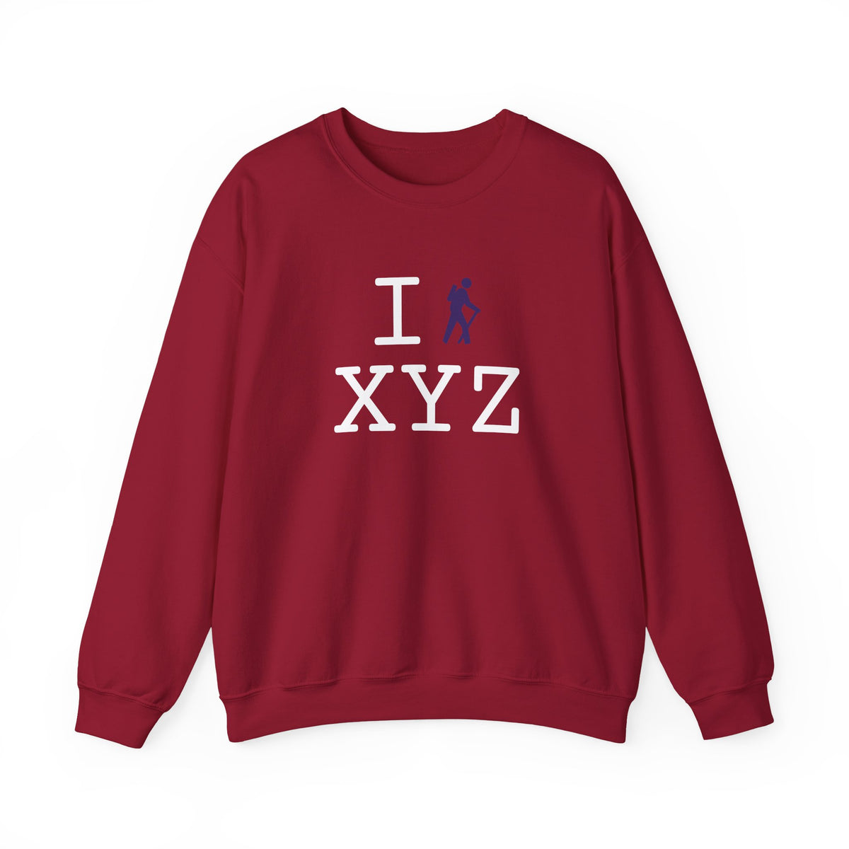 I Hike sweatshirt, purple hiker