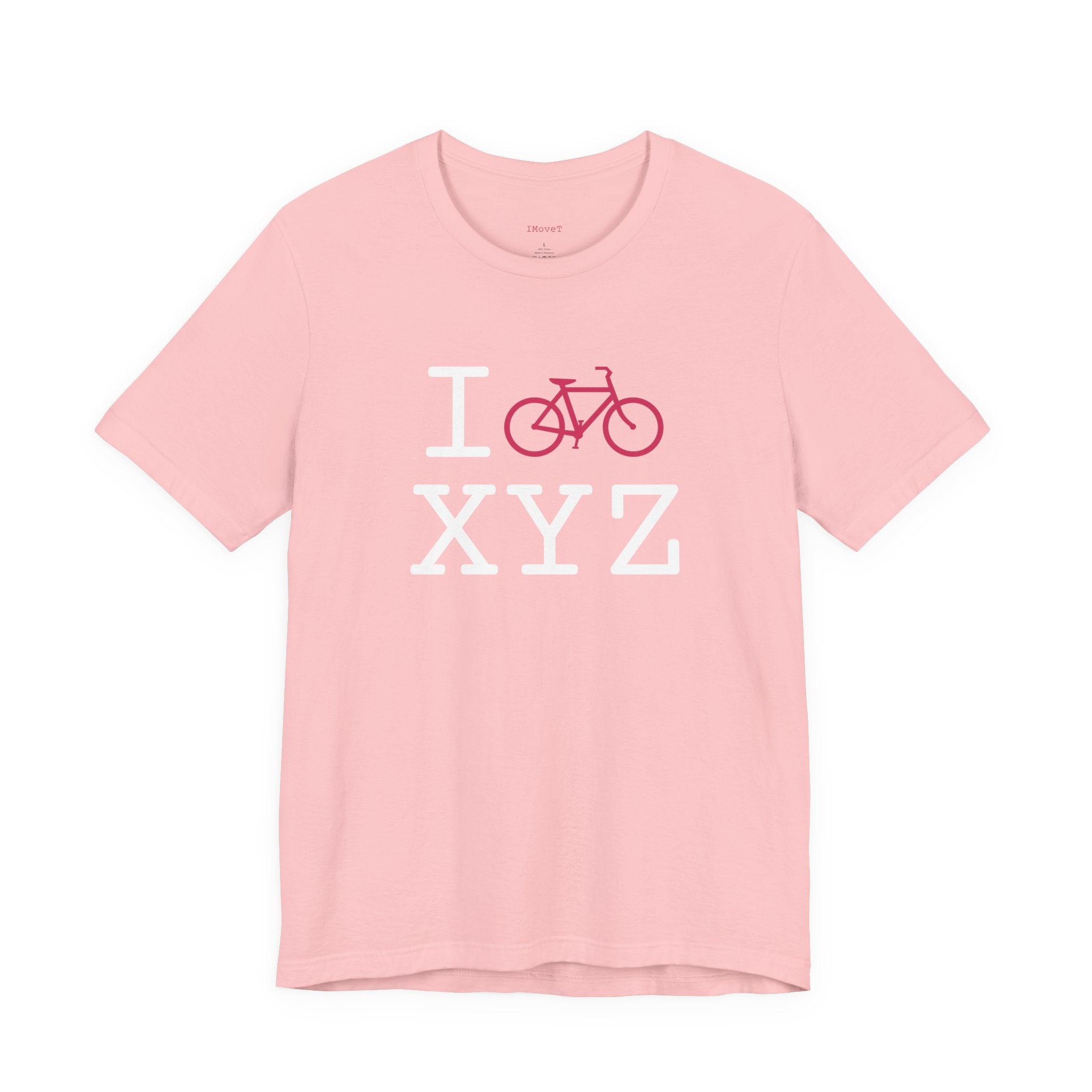 I Bike ___ unisex T, hot pink bike