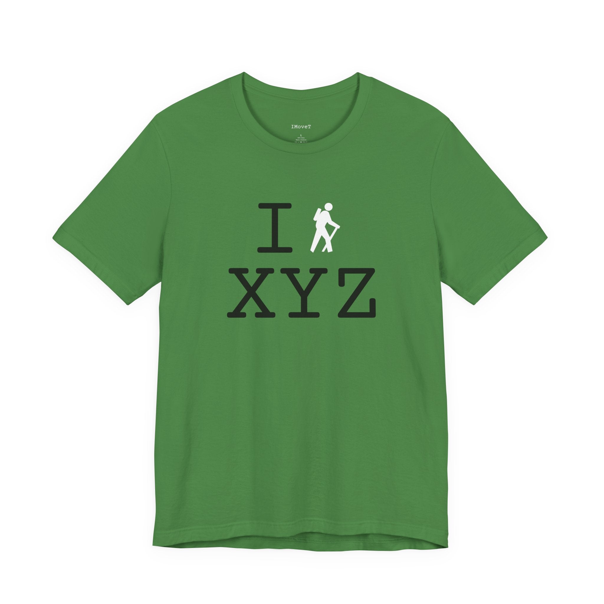 I Hike ___ unisex T, white hiker