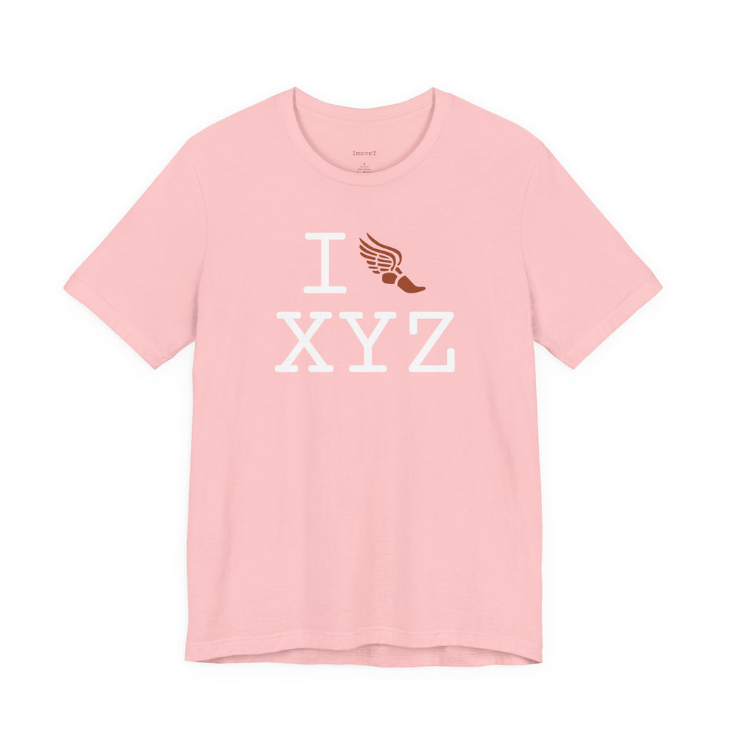 I Run unisex T, dark orange logo