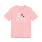 I Run unisex T, dark orange logo