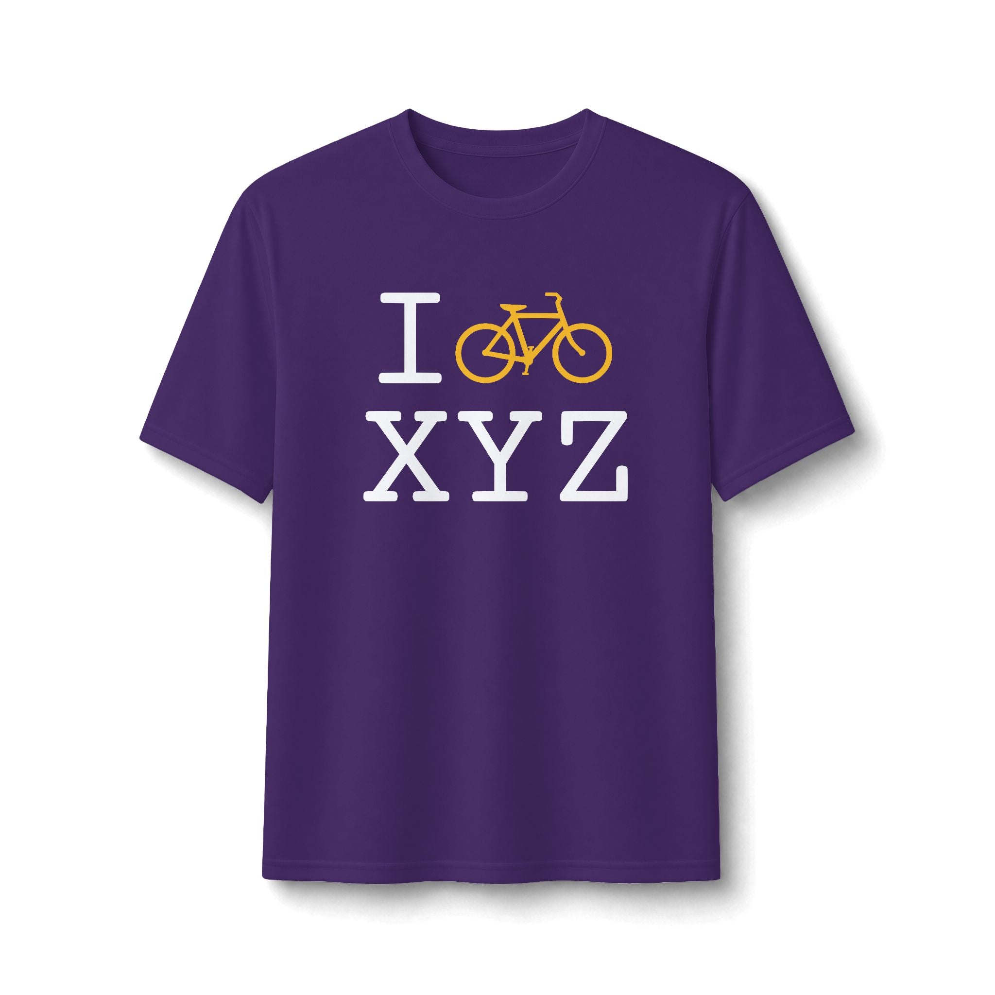 "I Bike ___" athletic T, yellow bike
