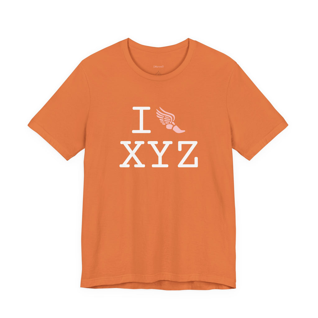 I Run ___ unisex T, pink logo