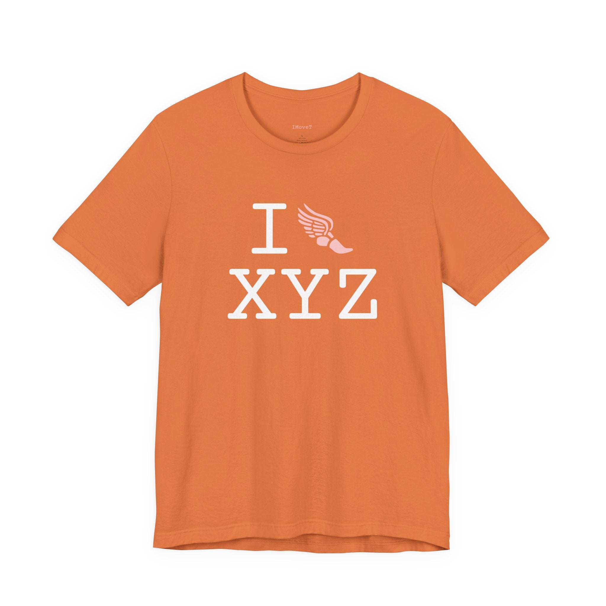 I Run ___ unisex T, pink logo