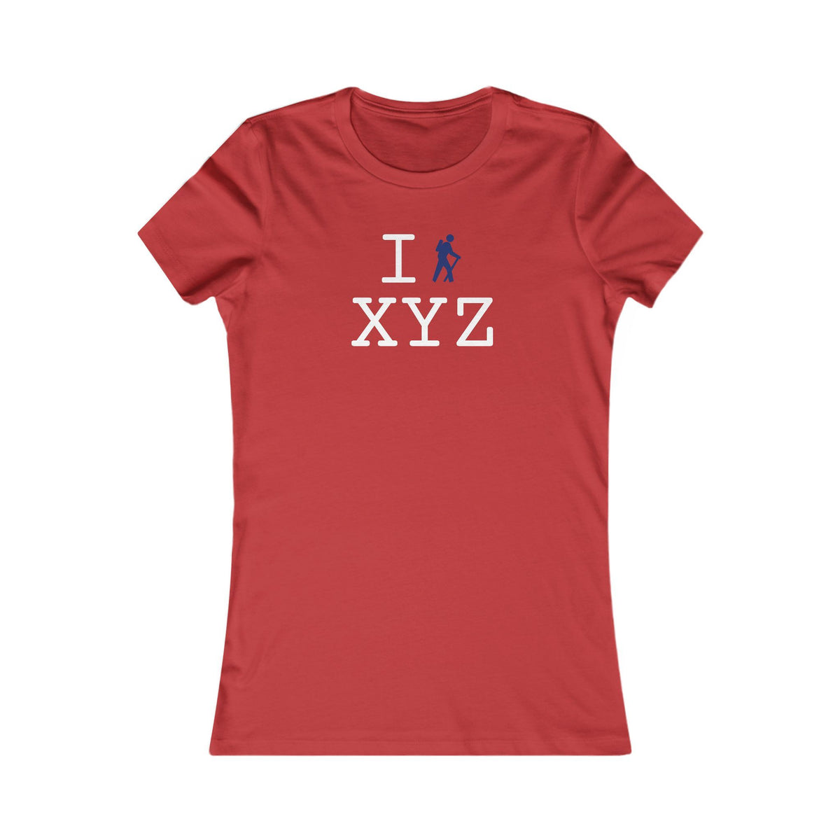 I Hike women's T, navy hiker