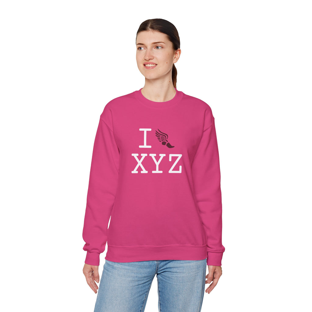 I Run sweatshirt, maroon logo