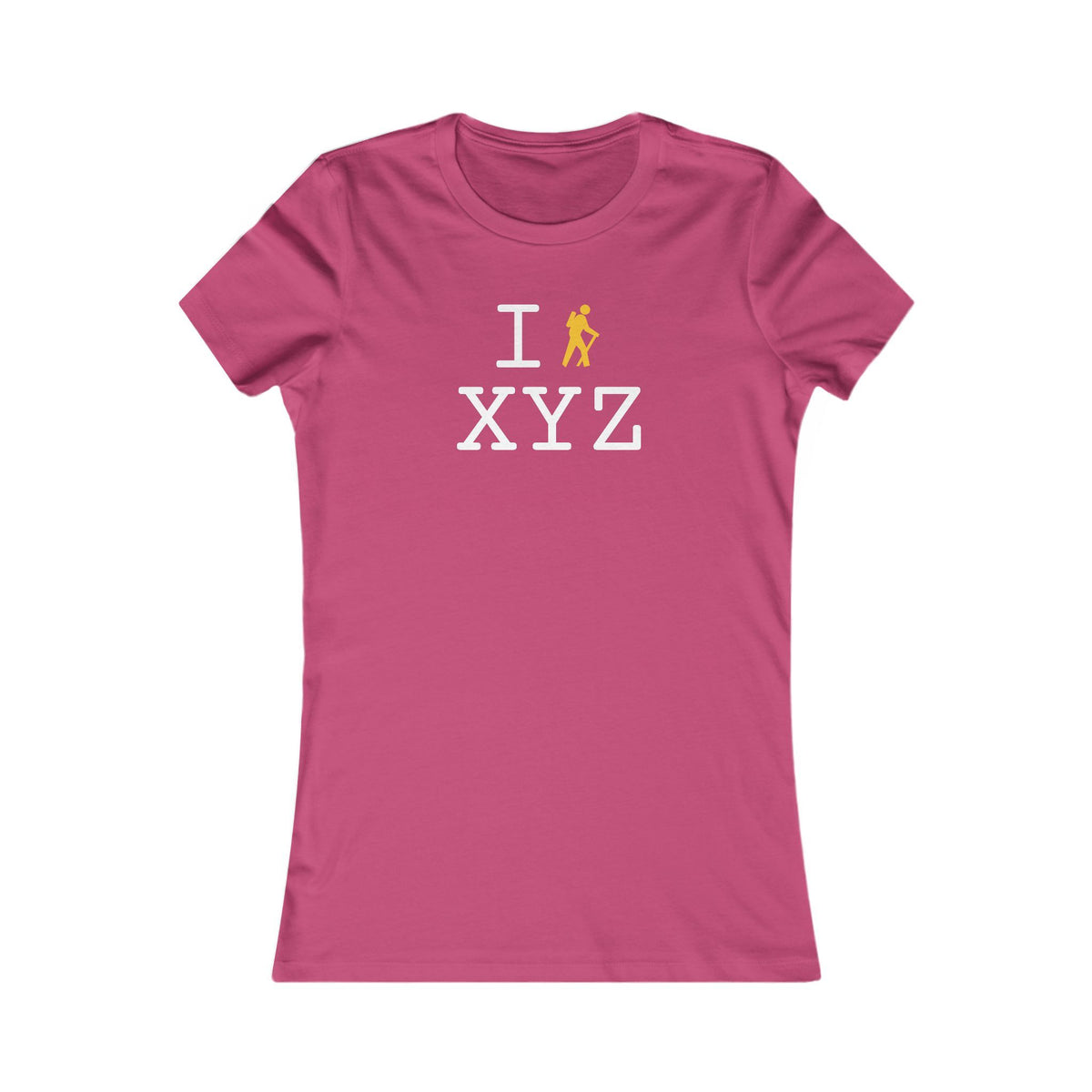 I Hike women's T, yellow hiker