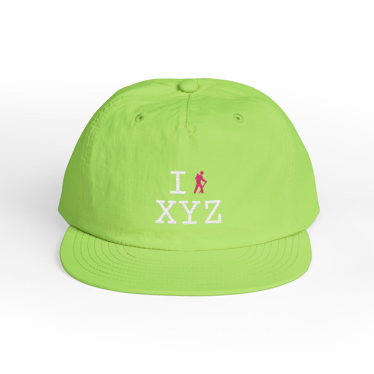 I Hike athletic hat, pink hiker