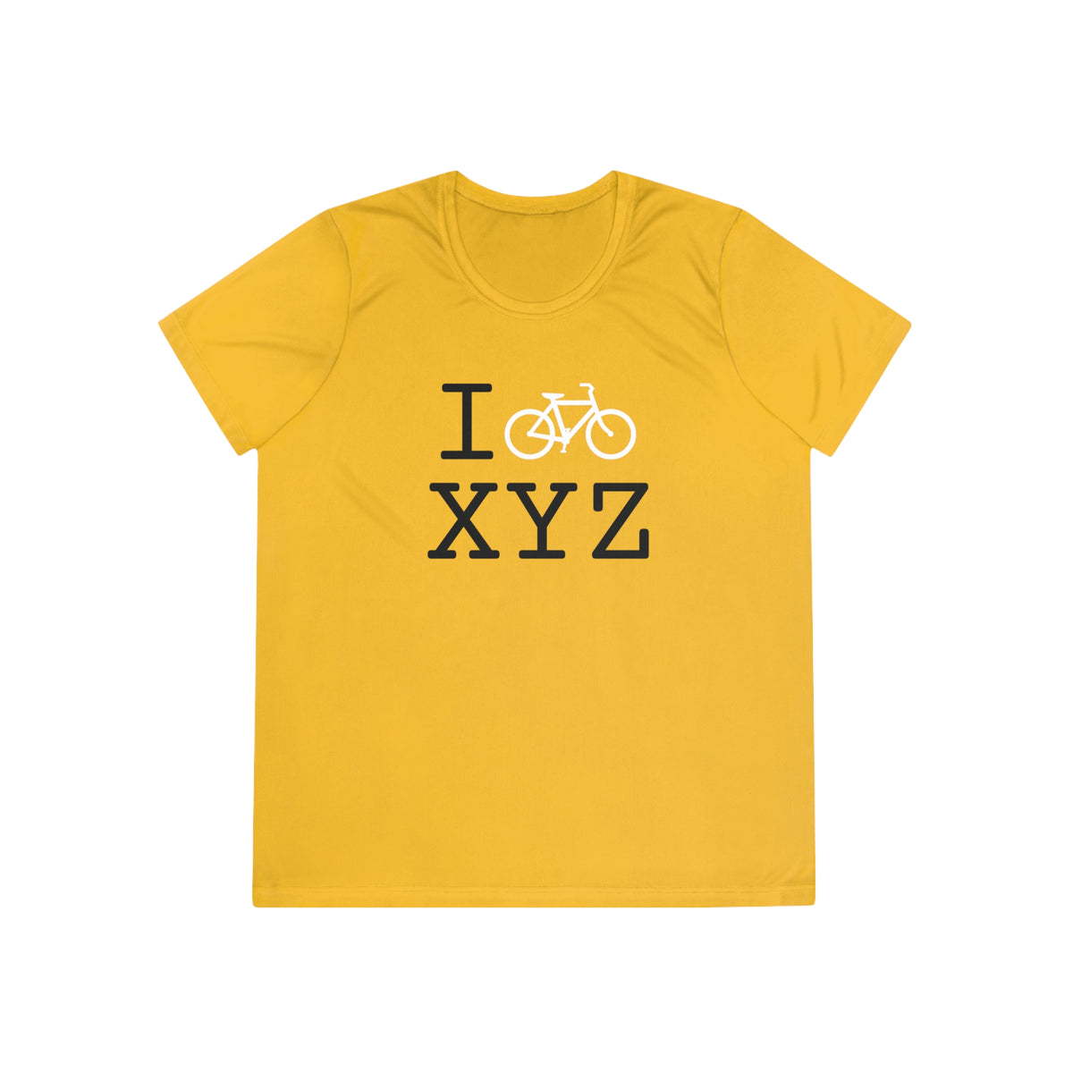 I Bike women's athletic T, white bike