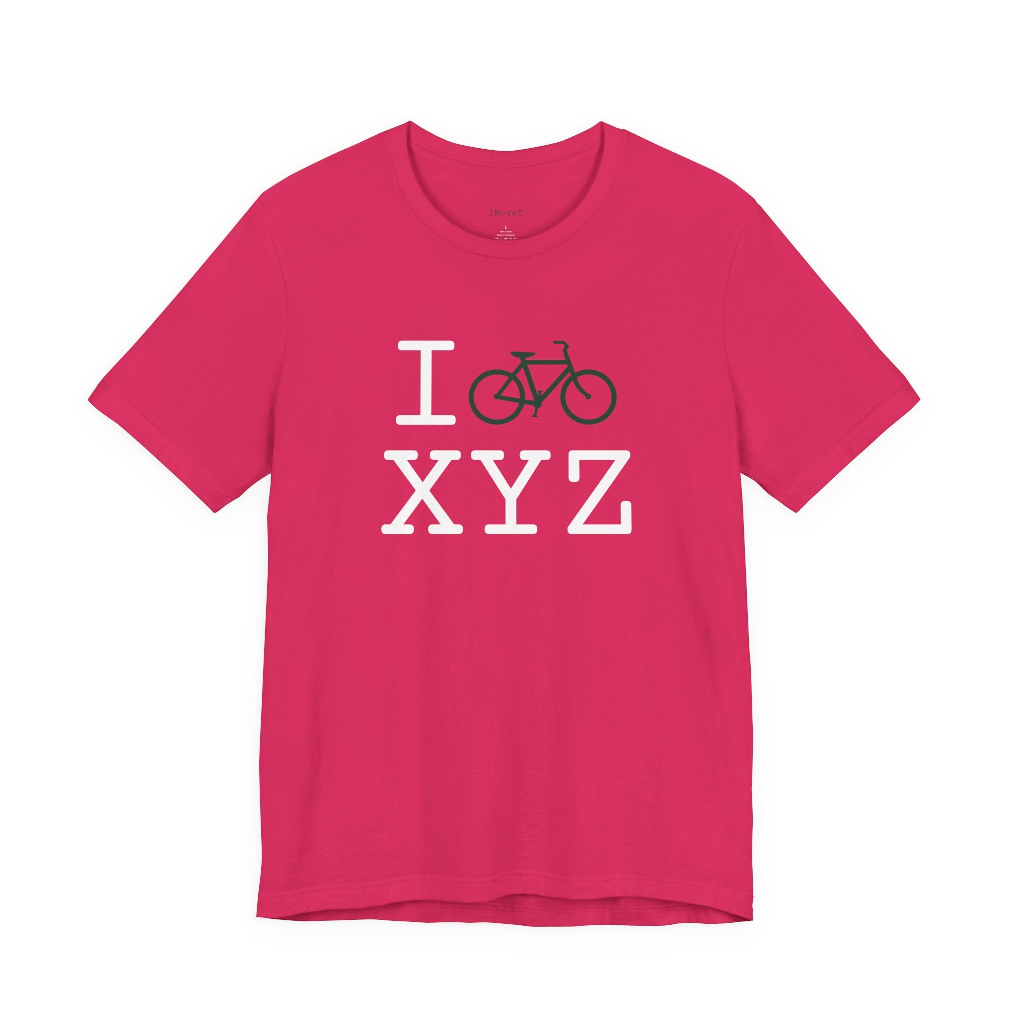 I Bike ___ unisex T, dark green bike