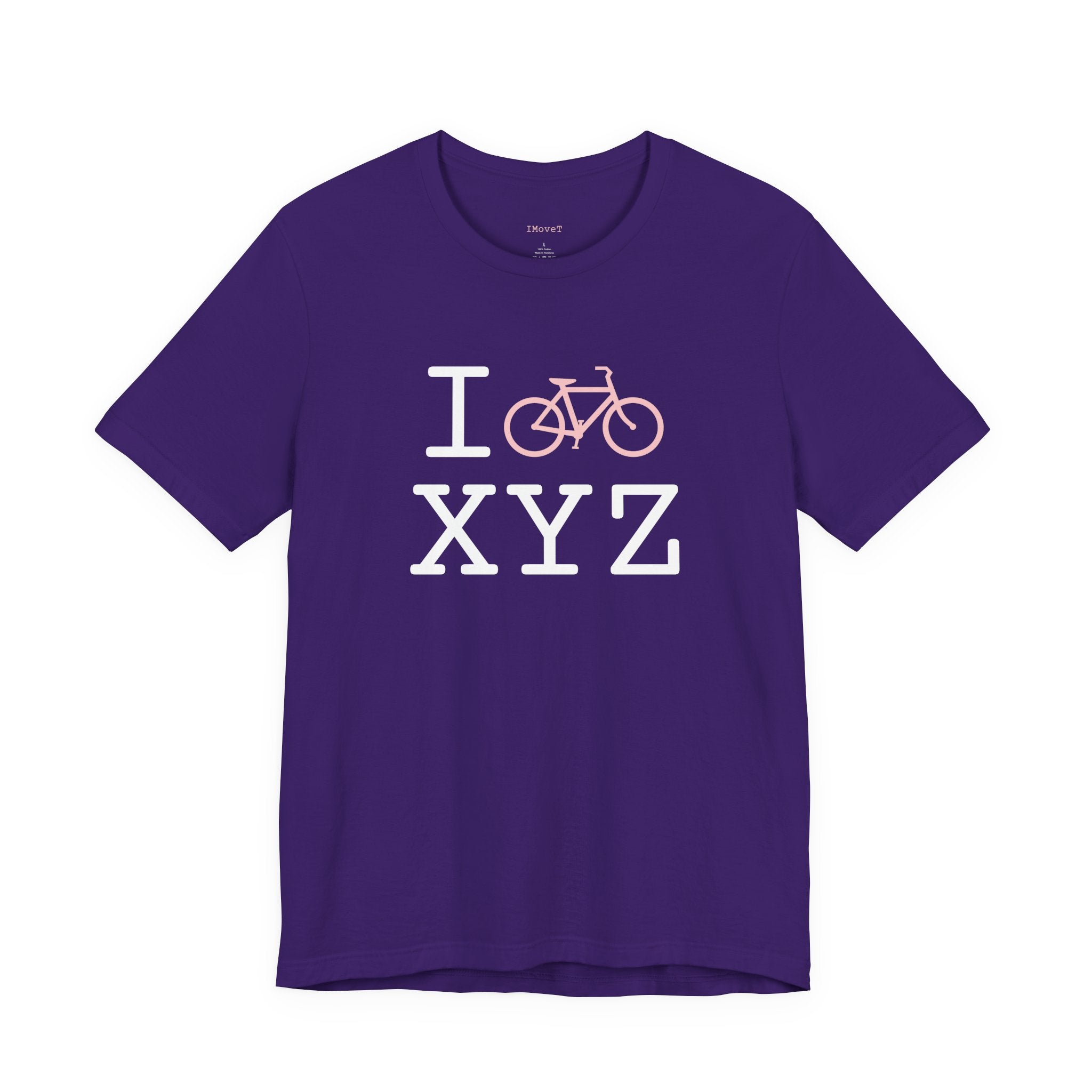 I Bike ___ unisex T, pink bike