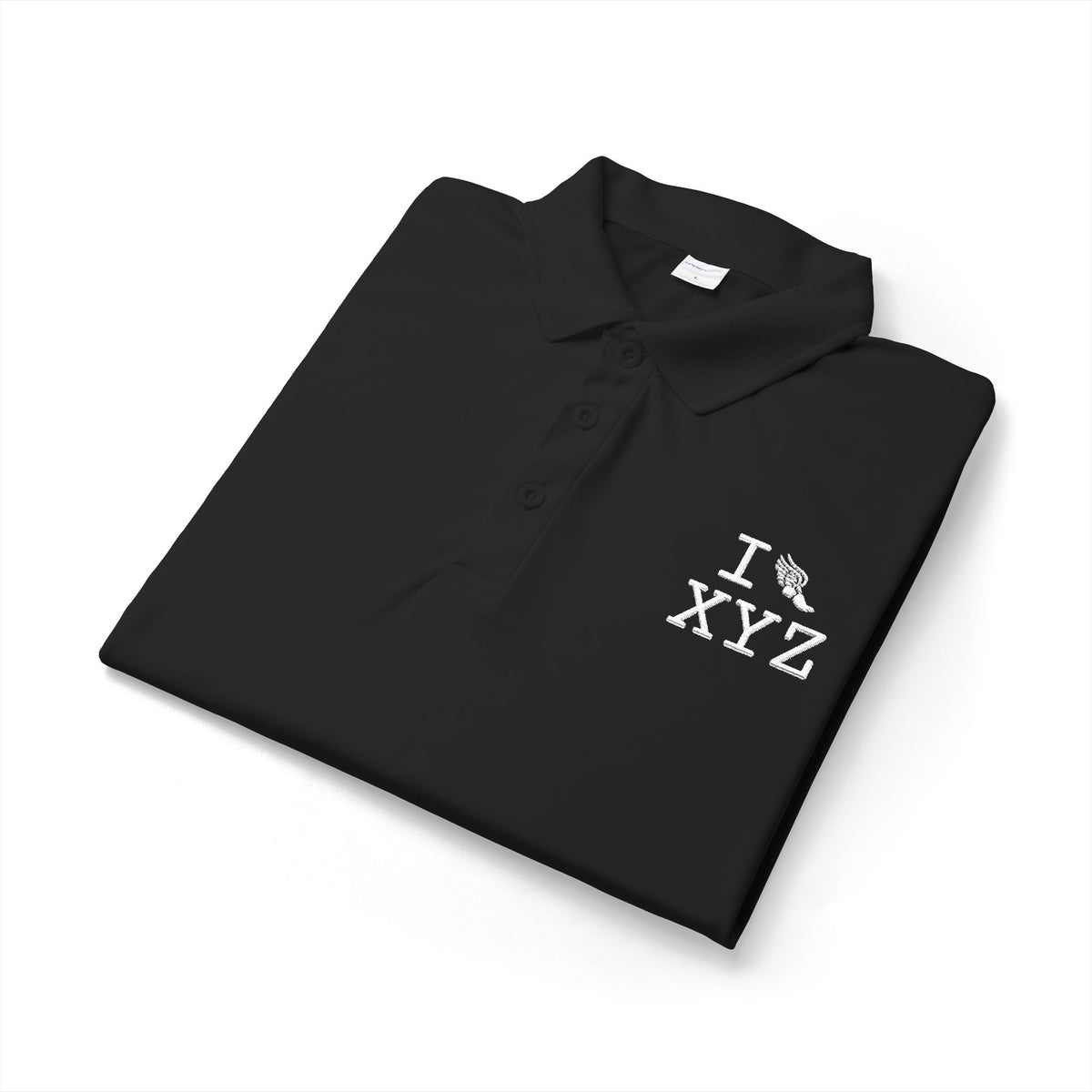 I Run polo, white logo