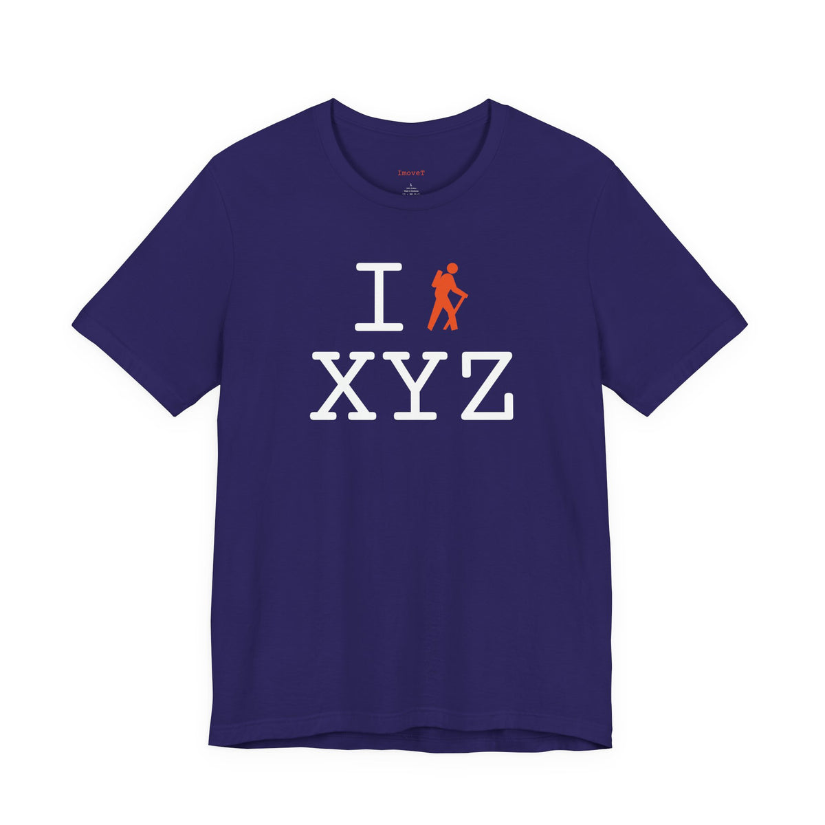I Hike unisex T, orange hiker
