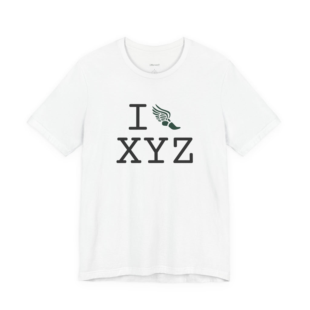 I Run ___ unisex T, dark green logo