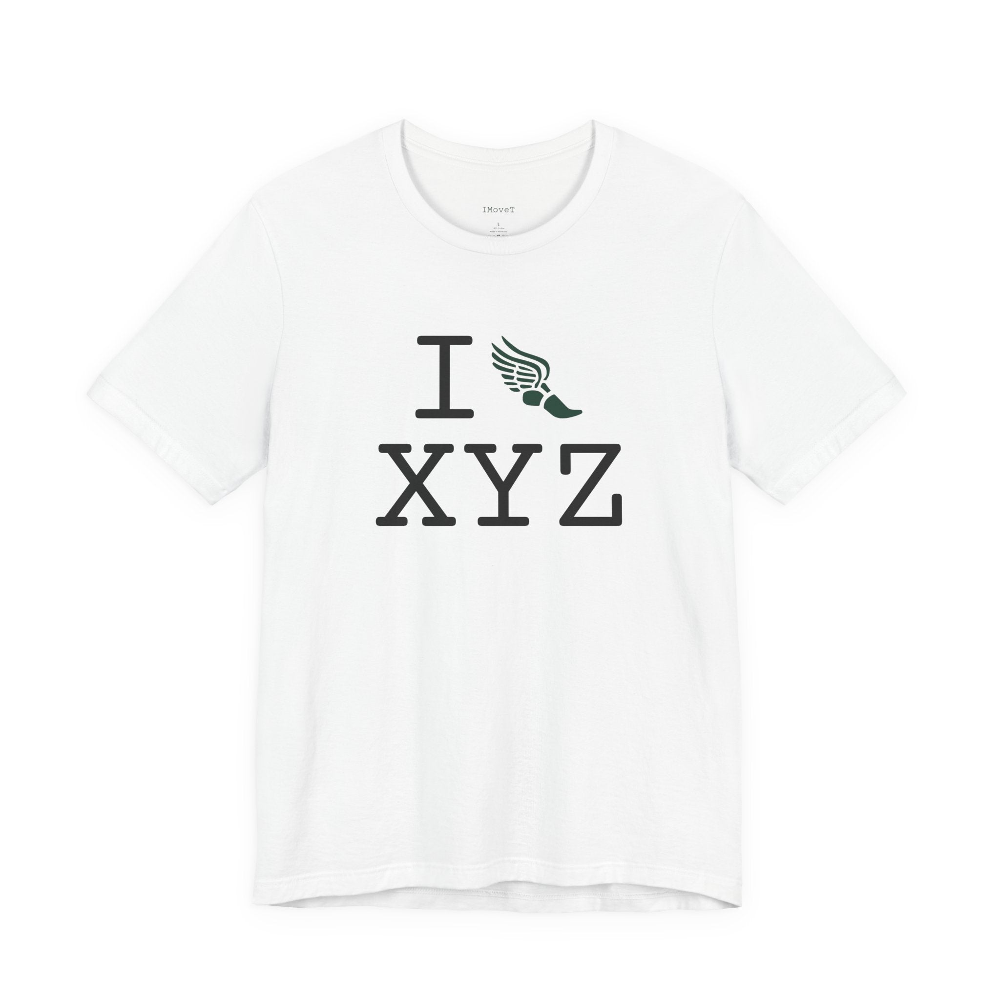 I Run ___ unisex T, dark green logo