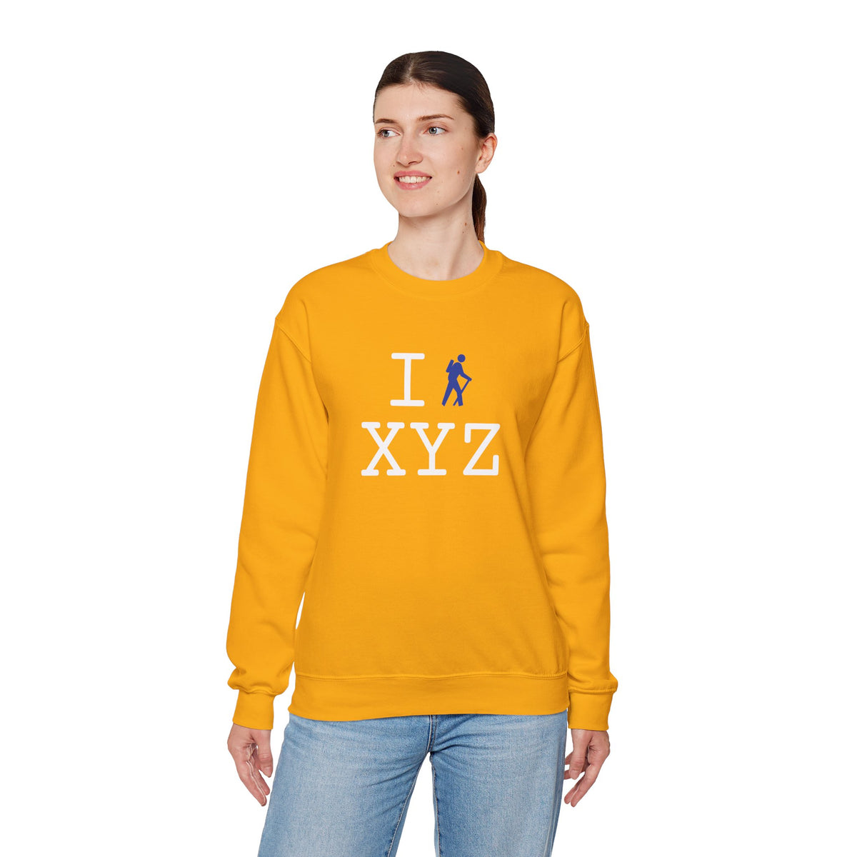 I Hike sweatshirt, blue hiker