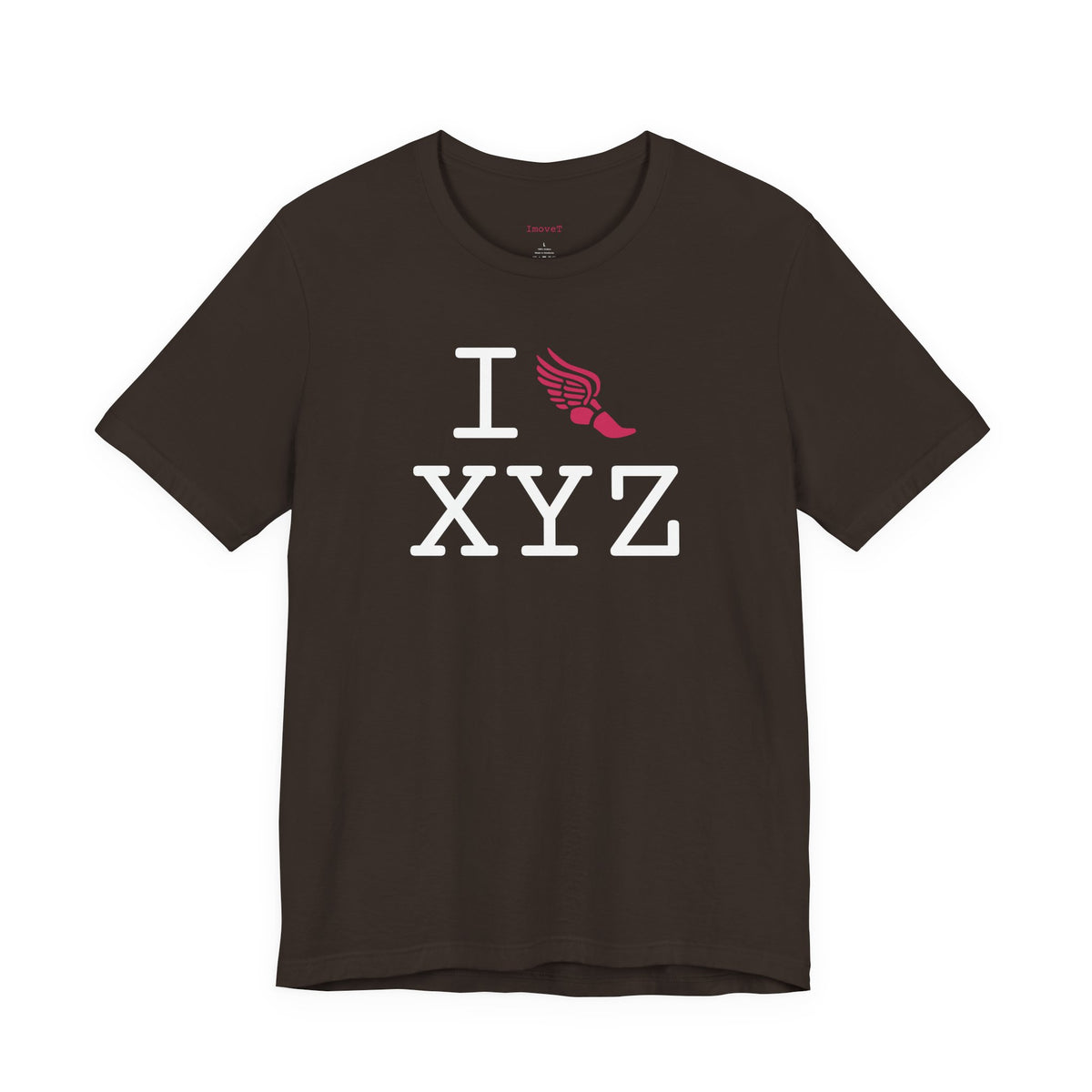 I Run unisex T, hot pink logo