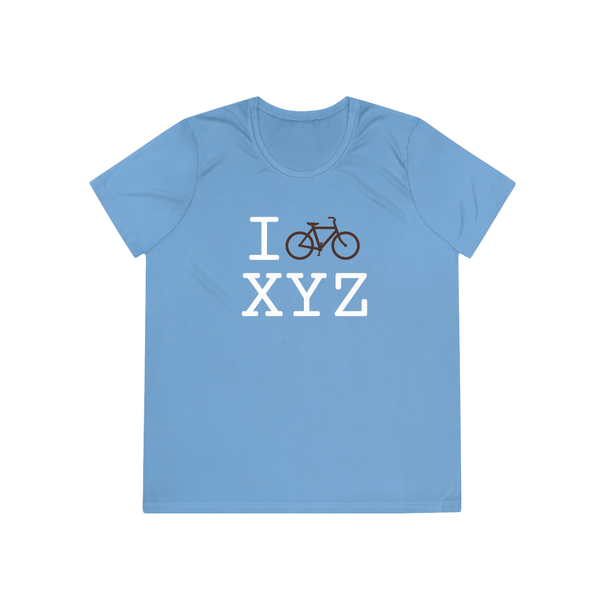 I Bike women's athletic T, brown bike