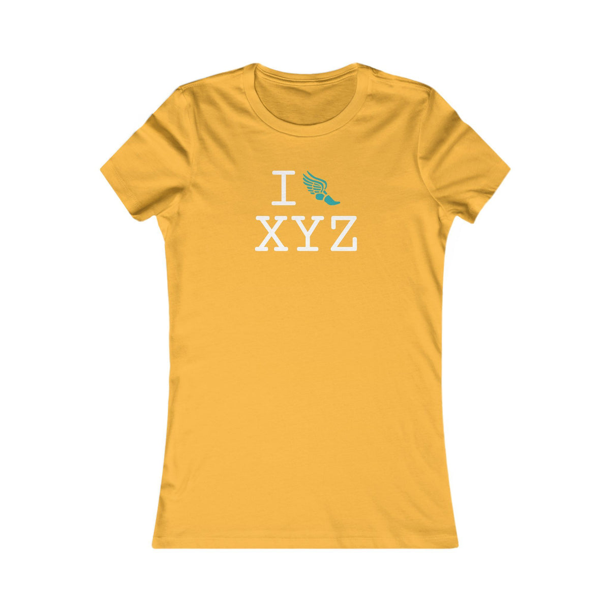 I Run women's T, teal logo