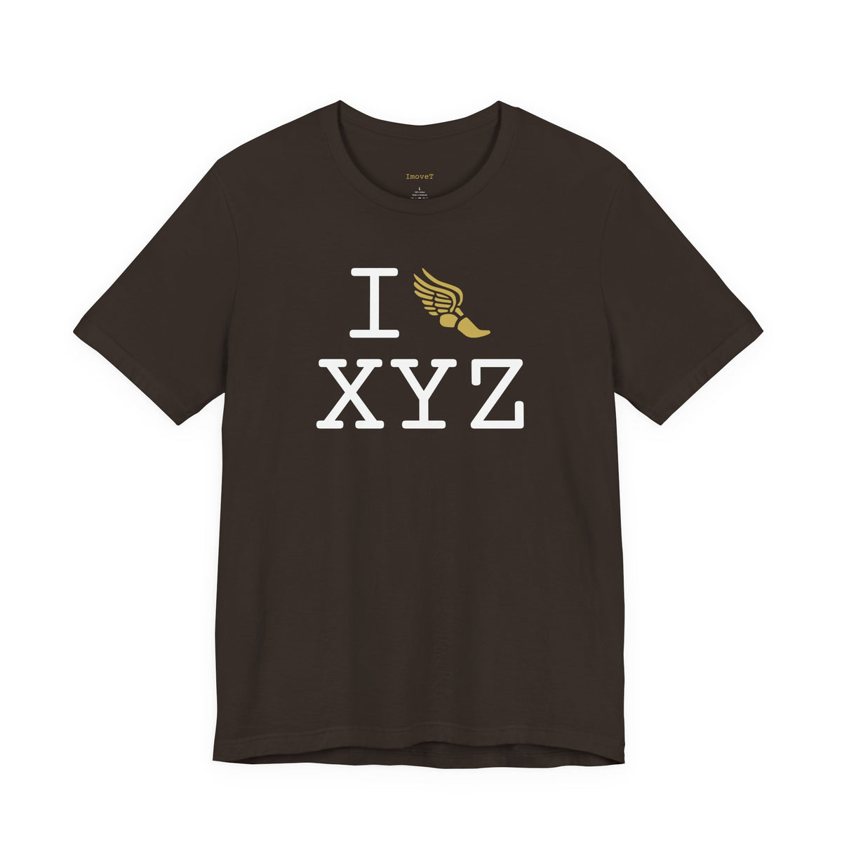 I Run unisex T, gold logo