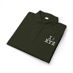 I Hike polo, purple hiker