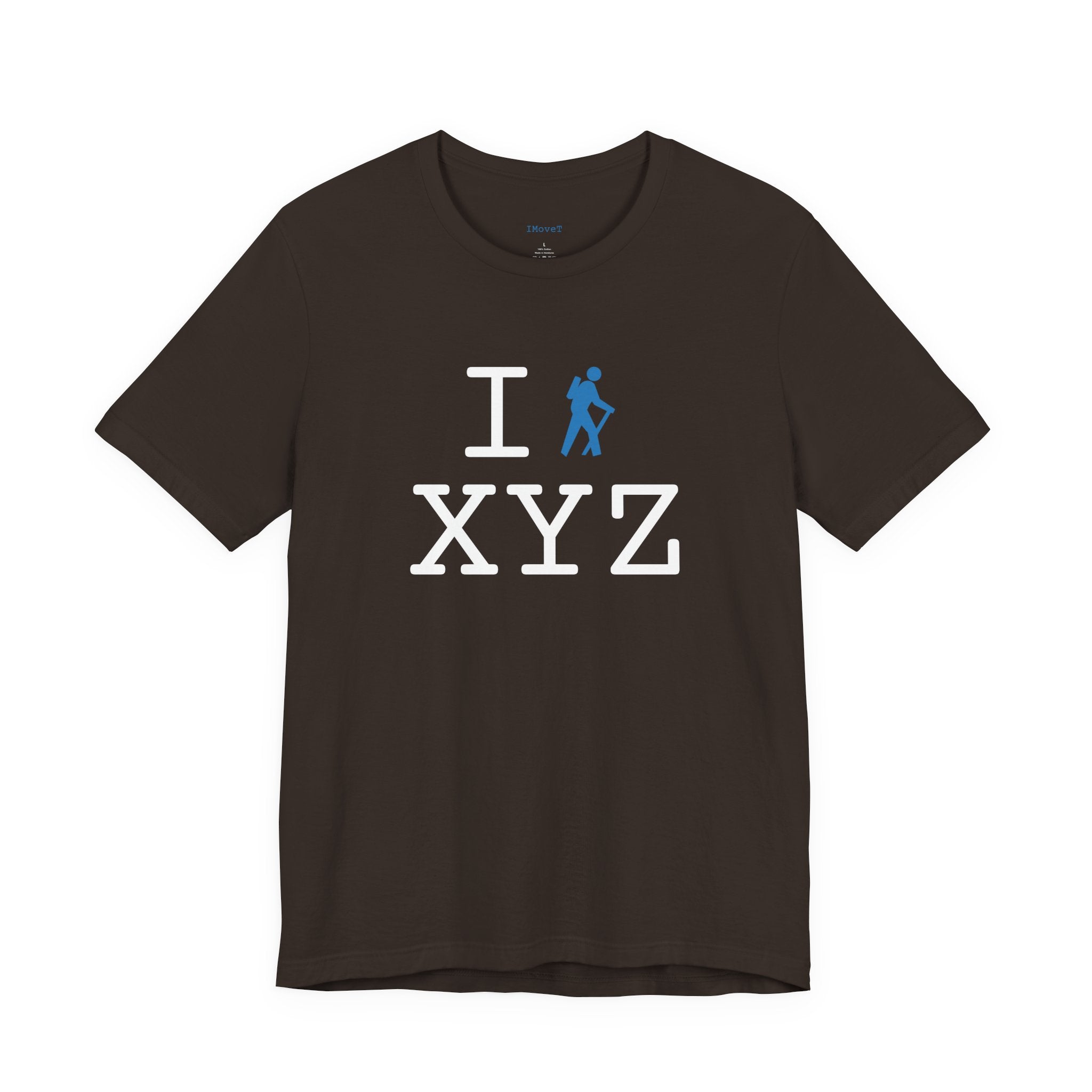 I Hike ___ unisex T, light blue hiker