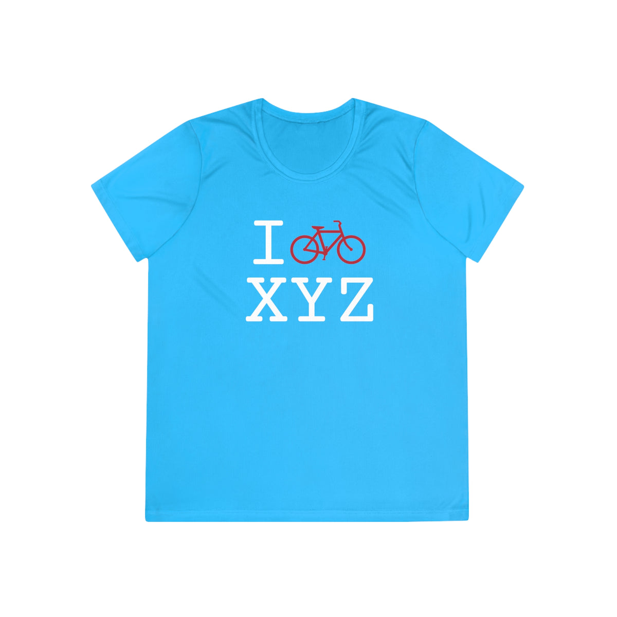 I Bike women's athletic T, crimson bike