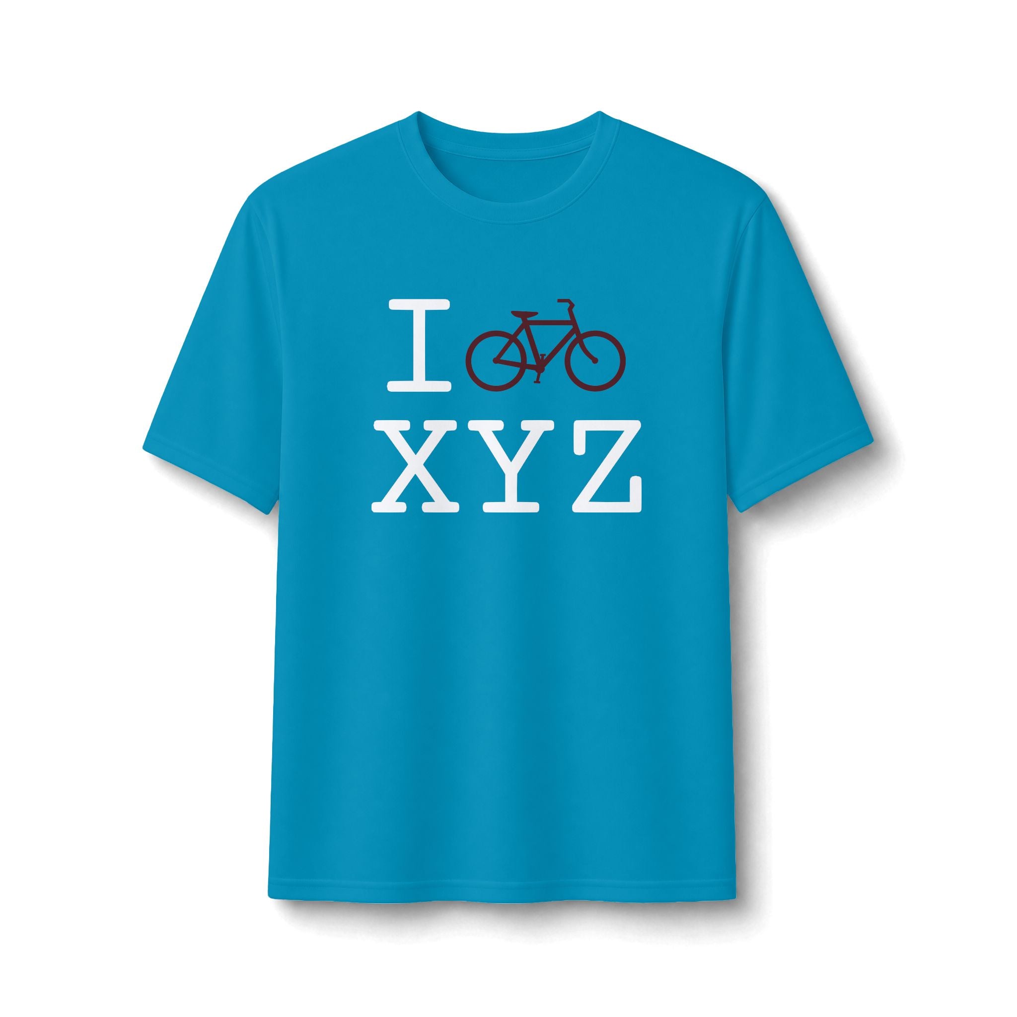 "I Bike ___" athletic T, maroon bike