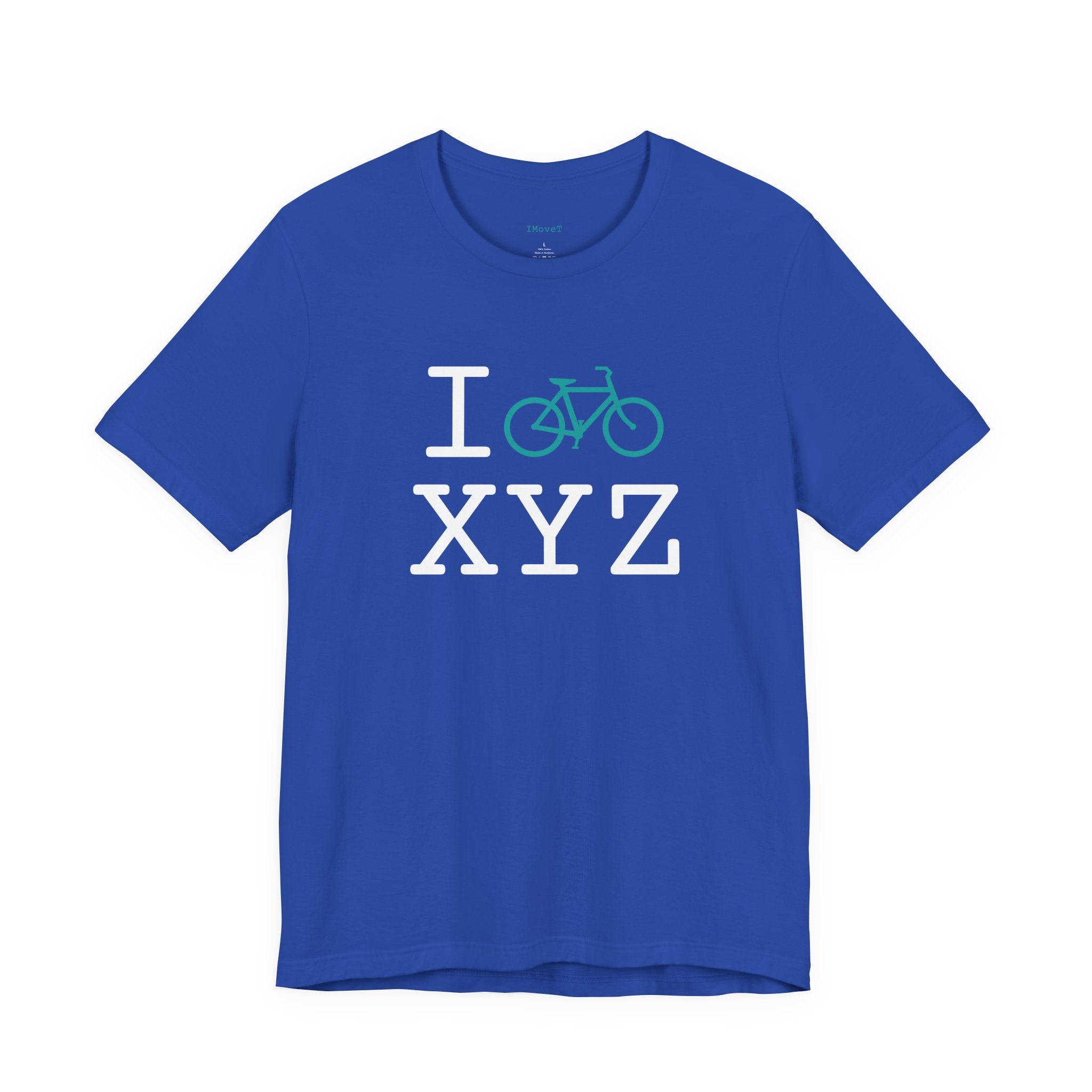 I Bike ___ unisex T, teal bike