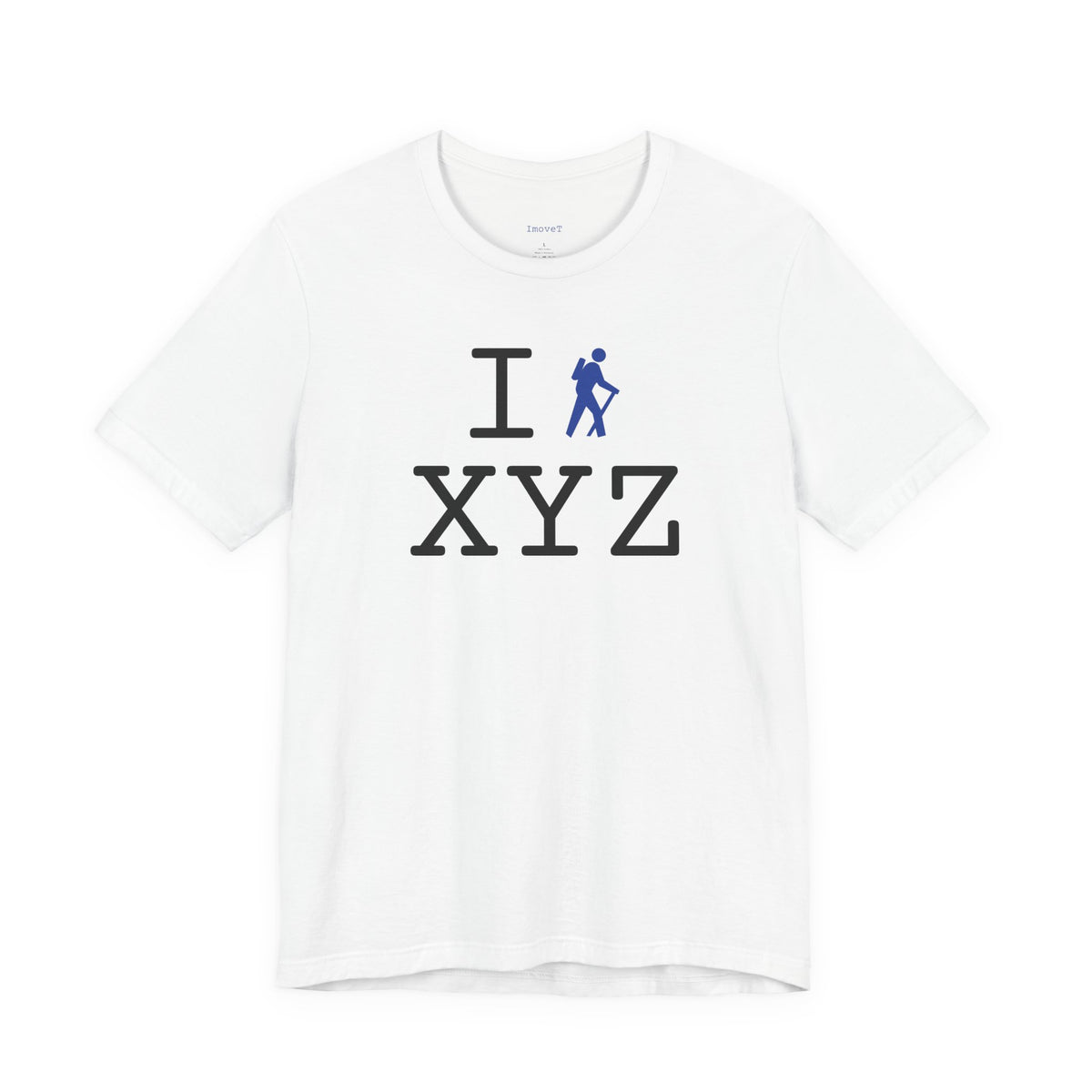 I Hike unisex T, blue hiker