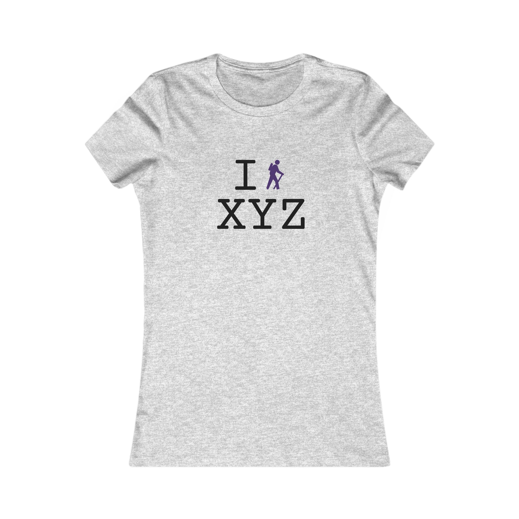 "I Hike ___" women's T, purple hiker