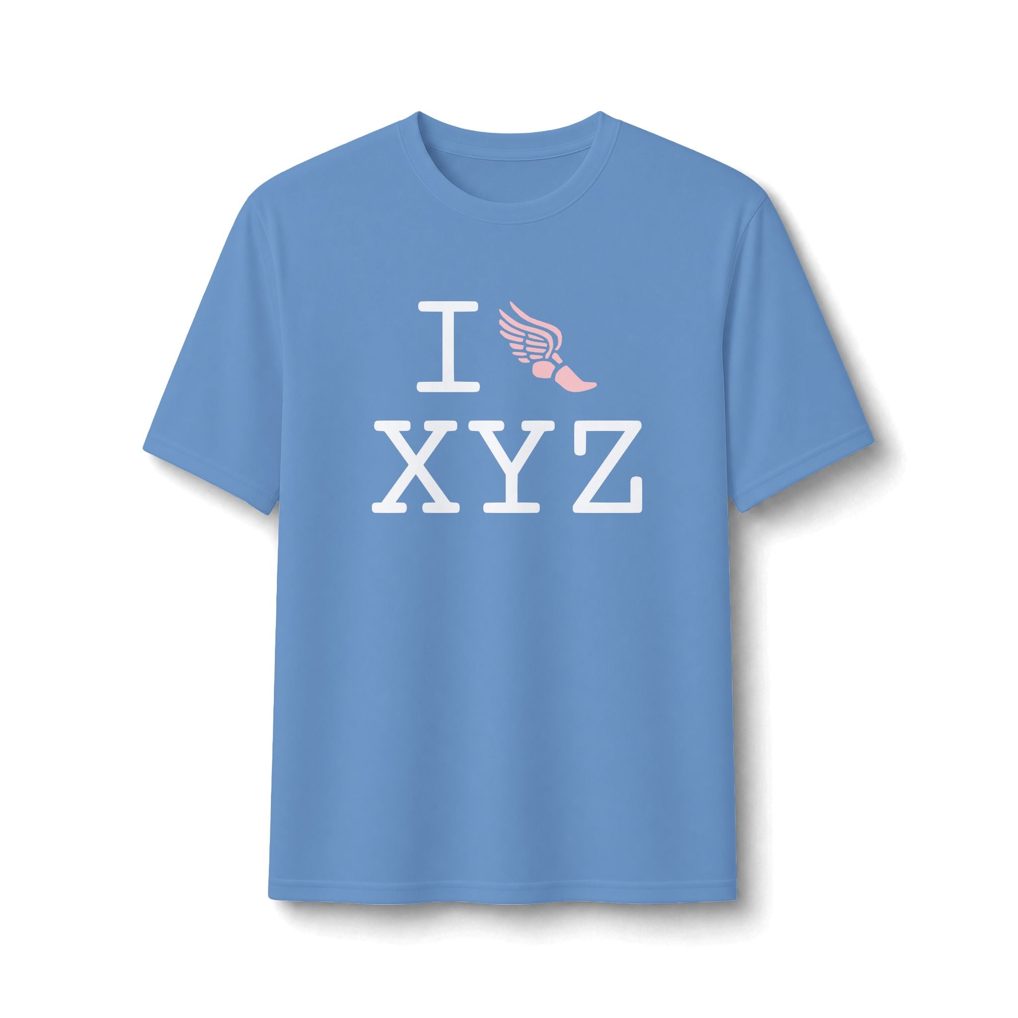 I Run ___ athletic T, pink logo