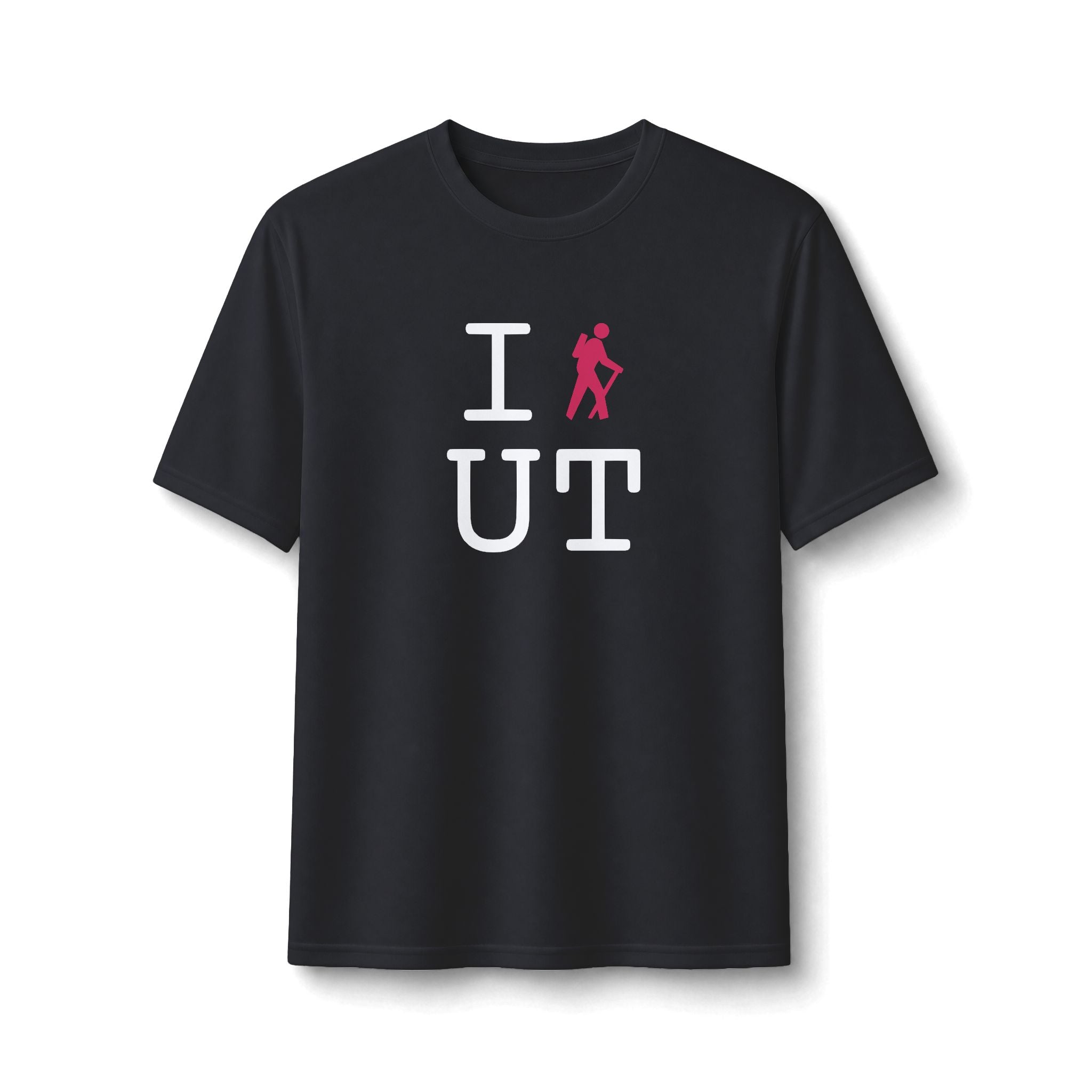 "I Hike ___" athletic T, hot pink hiker