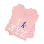 I Hike unisex T, blue hiker