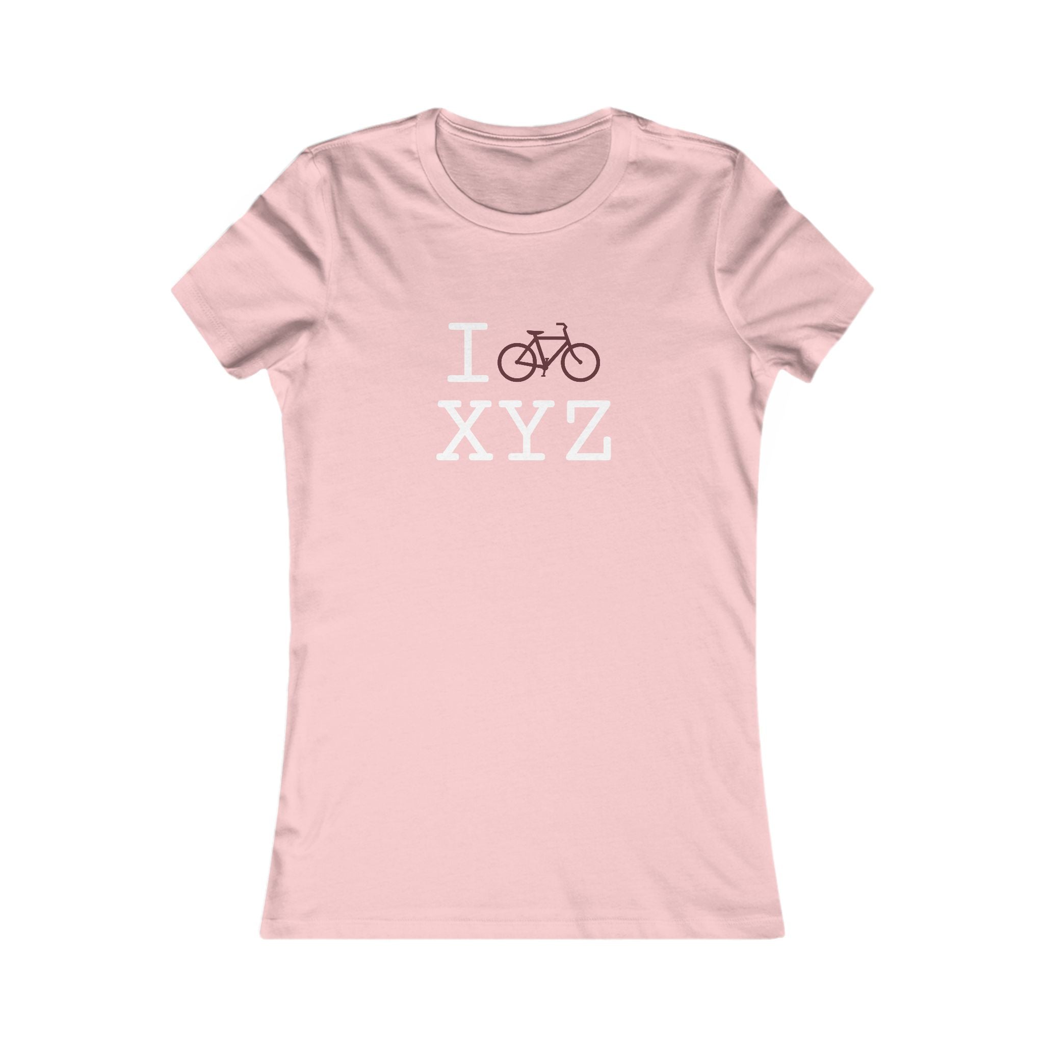 "I Bike ___" women's T, maroon bike