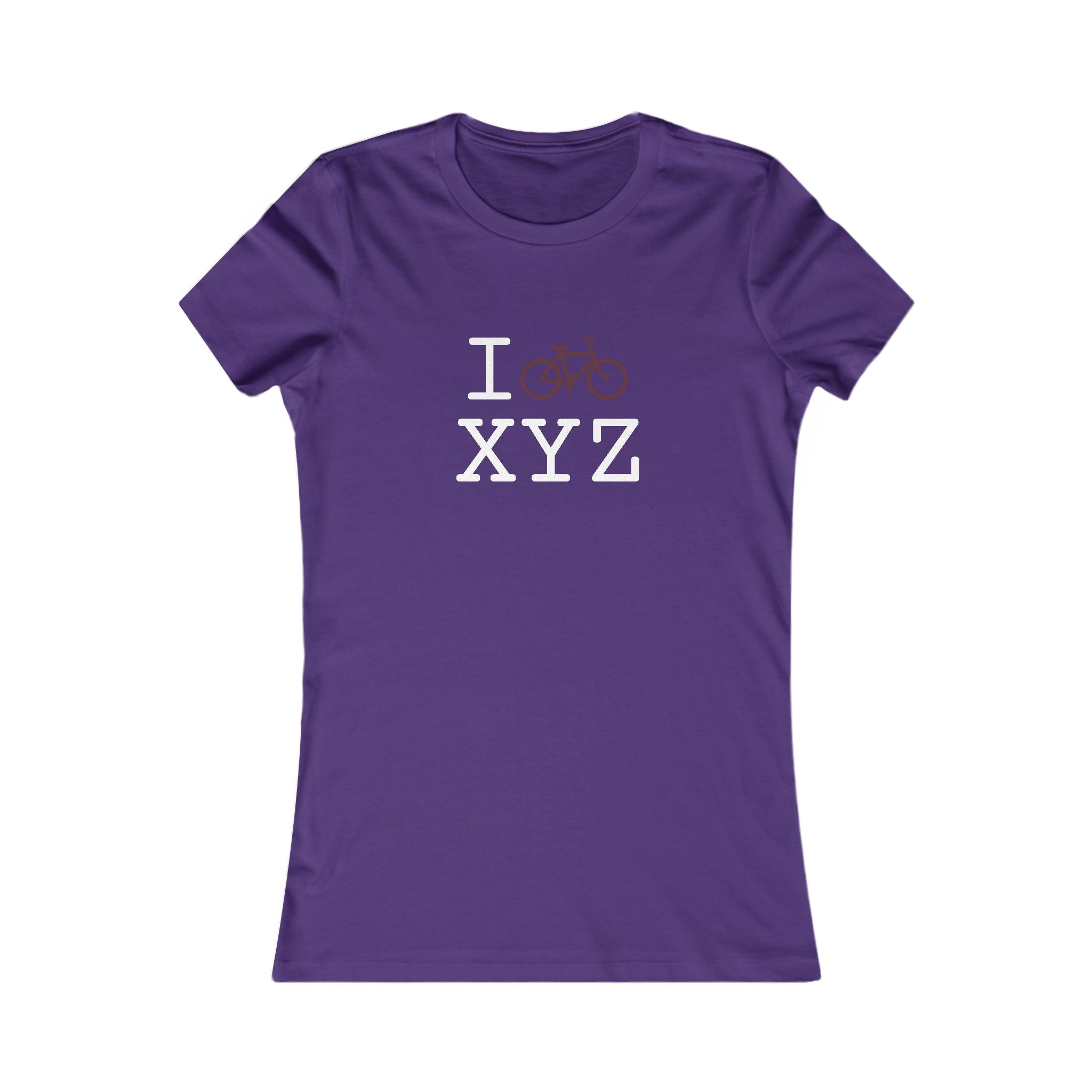 "I Bike ___" women's T, maroon bike