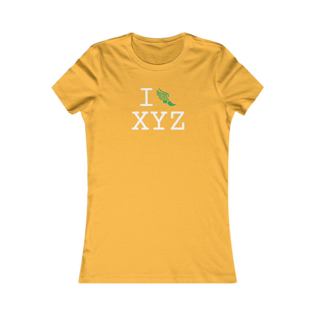 I Run women's T, green logo
