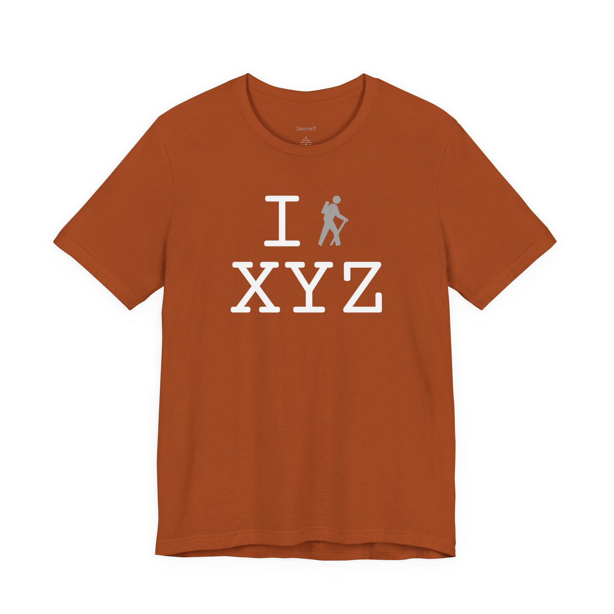 I Hike unisex T, grey hiker