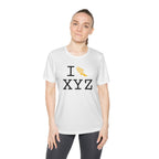 I Run women's athletic T, yellow logo