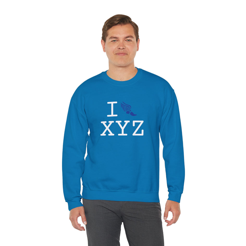 I Run sweatshirt, blue logo