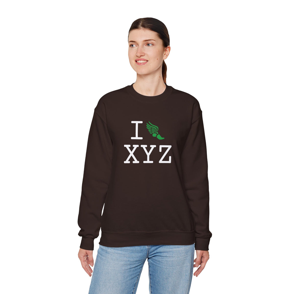 I Run sweatshirt, green logo