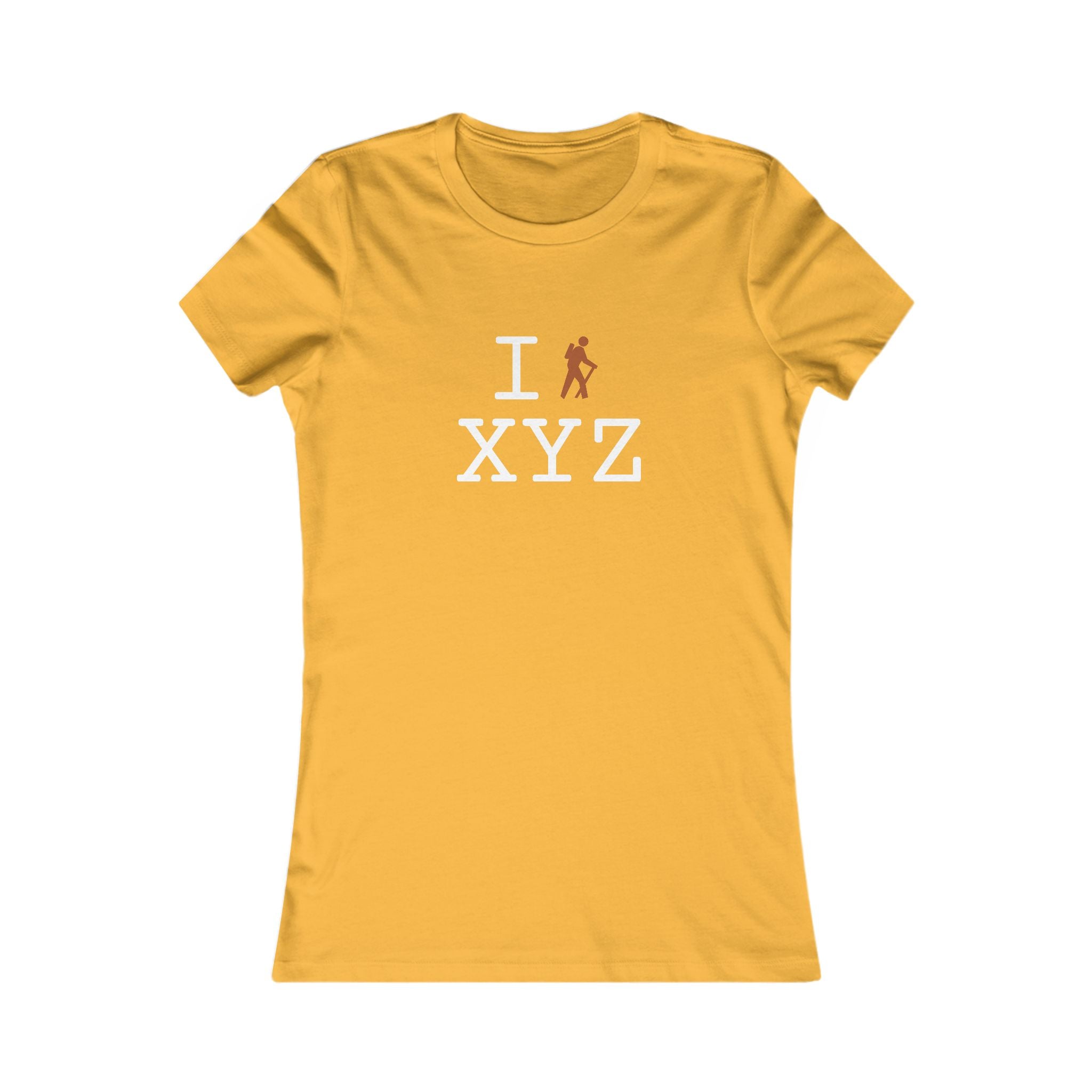 "I Hike ___" women's T, autumn hiker