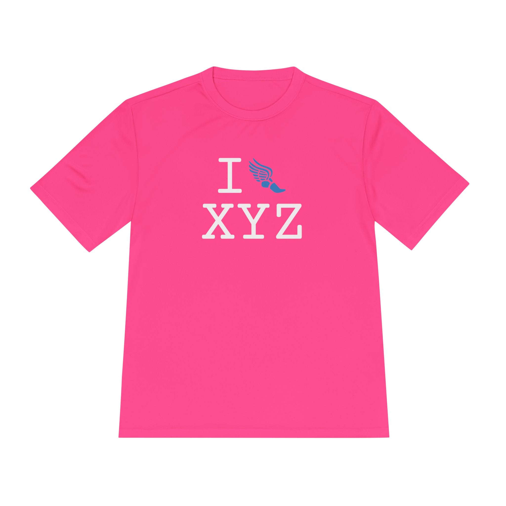 I Run athletic T, light blue logo