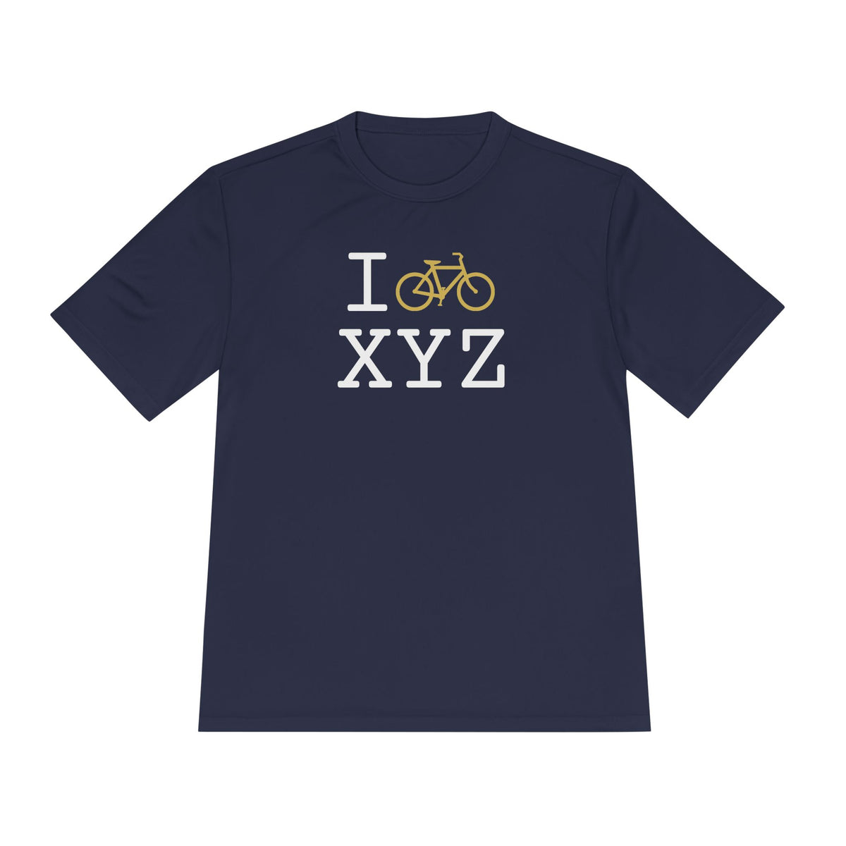 I Bike athletic T, gold bike