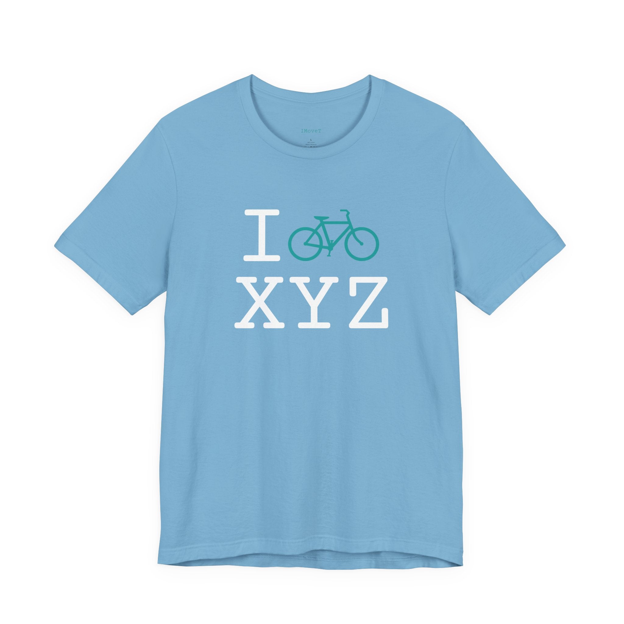 I Bike ___ unisex T, teal bike